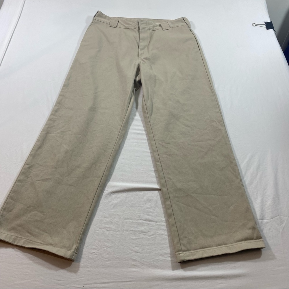 Dickies Pants Workers Crop Wide Leg Casual Roll Hem Women’s 13 khaki pockets zip